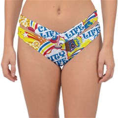 Colorful City Life Horizontal Seamless Pattern Urban City Double Strap Halter Bikini Bottoms