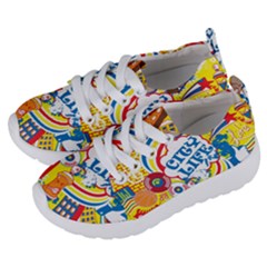 Colorful City Life Horizontal Seamless Pattern Urban City Kids  Lightweight Sports Shoes