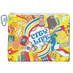 Colorful City Life Horizontal Seamless Pattern Urban City Canvas Cosmetic Bag (xxl)