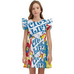 Colorful City Life Horizontal Seamless Pattern Urban City Kids  Winged Sleeve Dress