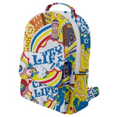 Colorful City Life Horizontal Seamless Pattern Urban City Flap Pocket Backpack (small)