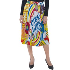 Colorful City Life Horizontal Seamless Pattern Urban City Classic Velour Midi Skirt 