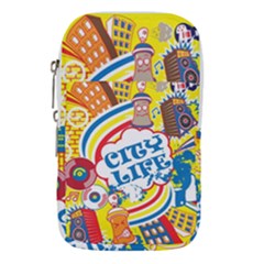 Colorful City Life Horizontal Seamless Pattern Urban City Waist Pouch (small)