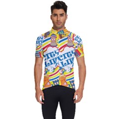 Colorful City Life Horizontal Seamless Pattern Urban City Men s Short Sleeve Cycling Jersey