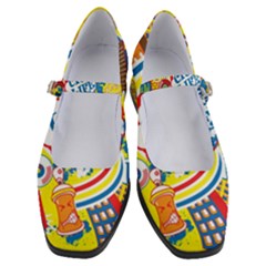 Colorful City Life Horizontal Seamless Pattern Urban City Women s Mary Jane Shoes