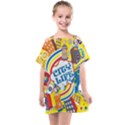 Colorful City Life Horizontal Seamless Pattern Urban City Kids  One Piece Chiffon Dress View1