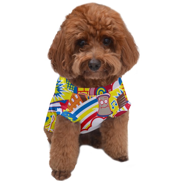 Colorful City Life Horizontal Seamless Pattern Urban City Dog T-Shirt