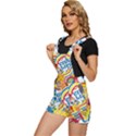 Colorful City Life Horizontal Seamless Pattern Urban City Short Overalls View2