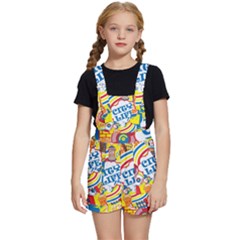 Colorful City Life Horizontal Seamless Pattern Urban City Kids  Short Overalls