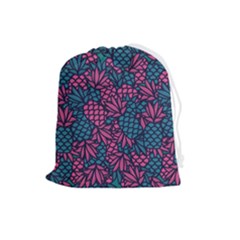 Summer Pineapples Drawstring Pouch (large)