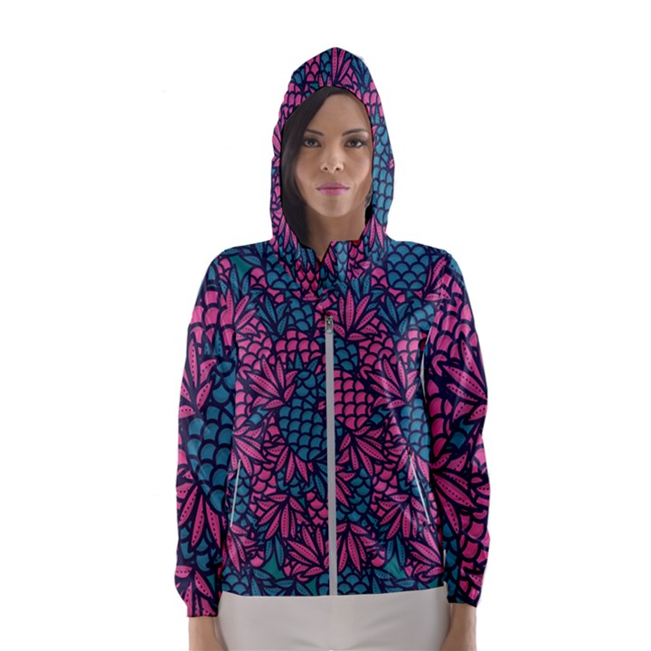 Summer Pineapples Women s Hooded Windbreaker