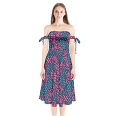 Summer Pineapples Shoulder Tie Bardot Midi Dress