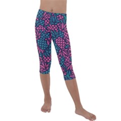 Summer Pineapples Kids  Lightweight Velour Capri Leggings 