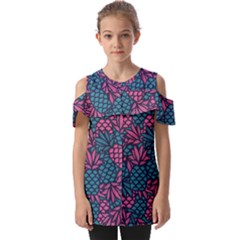 Summer Pineapples Fold Over Open Sleeve Top