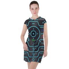 Retro Mobile Device Output Device Drawstring Hooded Dress