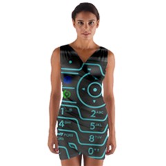 Retro Mobile Device Output Device Wrap Front Bodycon Dress by Bedest