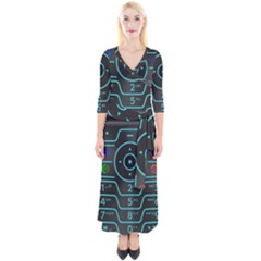 Retro Mobile Device Output Device Quarter Sleeve Wrap Maxi Dress by Bedest