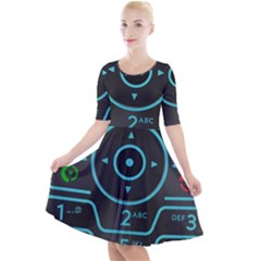 Retro Mobile Device Output Device Quarter Sleeve A-line Dress