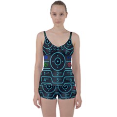 Retro Mobile Device Output Device Tie Front Two Piece Tankini