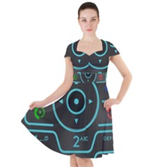 Retro Mobile Device Output Device Cap Sleeve Midi Dress