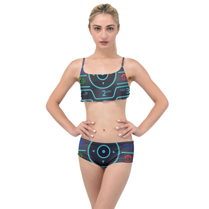 Retro Mobile Device Output Device Layered Top Bikini Set