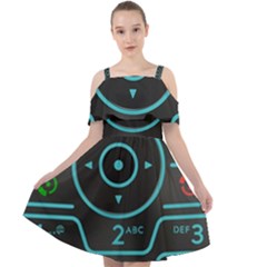 Retro Mobile Device Output Device Cut Out Shoulders Dress