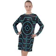 Retro Mobile Device Output Device Long Sleeve Hoodie Dress by Bedest