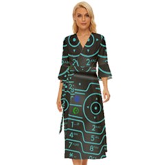 Retro Mobile Device Output Device Midsummer Wrap Dress