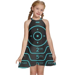 Retro Mobile Device Output Device Kids  Halter Collar Waist Tie Chiffon Dress