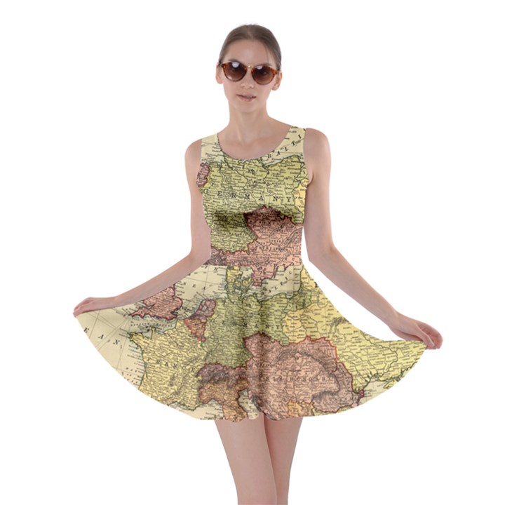 Retro Old Vintage Map Of Europe Skater Dress