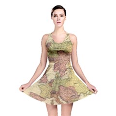 Retro Old Vintage Map Of Europe Reversible Skater Dress