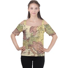 Retro Old Vintage Map Of Europe Cutout Shoulder T-shirt