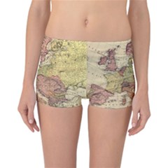 Retro Old Vintage Map Of Europe Reversible Boyleg Bikini Bottoms