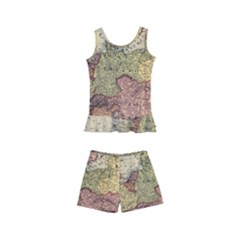 Retro Old Vintage Map Of Europe Kids  Boyleg Swimsuit