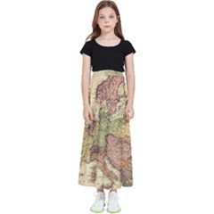 Retro Old Vintage Map Of Europe Kids  Flared Maxi Skirt