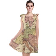 Retro Old Vintage Map Of Europe Tie Up Tunic Dress