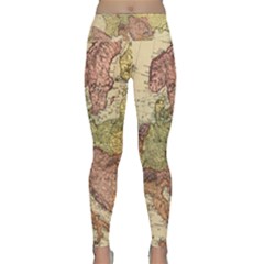 Retro Old Vintage Map Of Europe Lightweight Velour Classic Yoga Leggings