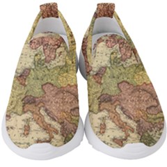 Retro Old Vintage Map Of Europe Kids  Slip On Sneakers