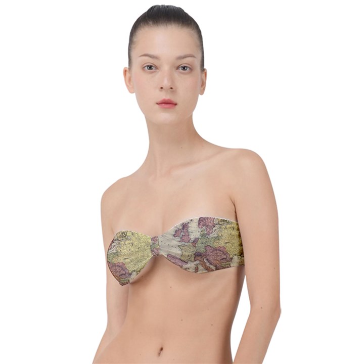 Retro Old Vintage Map Of Europe Classic Bandeau Bikini Top 