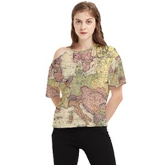 Retro Old Vintage Map Of Europe One Shoulder Cut Out T-shirt