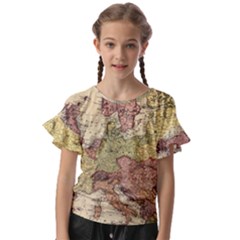 Retro Old Vintage Map Of Europe Kids  Cut Out Flutter Sleeves