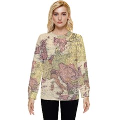 Retro Old Vintage Map Of Europe Hidden Pocket Sweatshirt