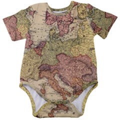 Retro Old Vintage Map Of Europe Baby Short Sleeve Bodysuit