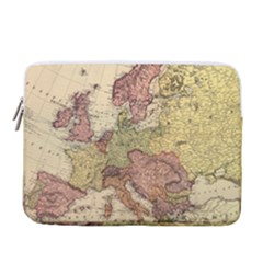 Retro Old Vintage Map Of Europe 14  Vertical Laptop Sleeve Case With Pocket