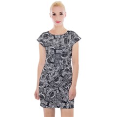 Be True Be Yourself Typographic Print Pattern Cap Sleeve Bodycon Dress