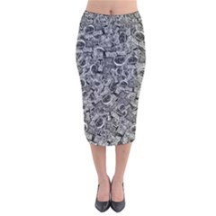 Be True Be Yourself Typographic Print Pattern Velvet Midi Pencil Skirt by dflcprintsclothing