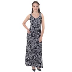 Be True Be Yourself Typographic Print Pattern Sleeveless Velour Maxi Dress