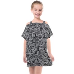 Be True Be Yourself Typographic Print Pattern Kids  One Piece Chiffon Dress