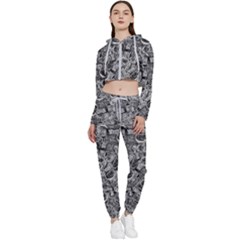 Be True Be Yourself Typographic Print Pattern Cropped Zip Up Lounge Set by dflcprintsclothing