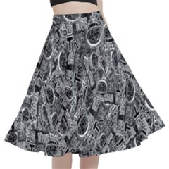 Be True Be Yourself Typographic Print Pattern A-line Full Circle Midi Skirt With Pocket by dflcprintsclothing